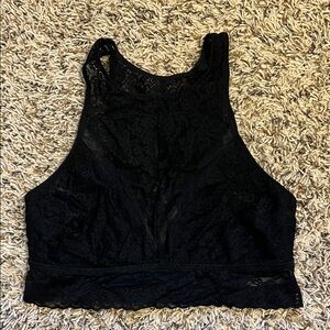 Aerie Black High-Neck Lace Bralette